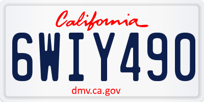 CA license plate 6WIY490