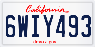 CA license plate 6WIY493