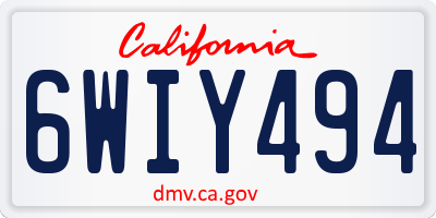 CA license plate 6WIY494