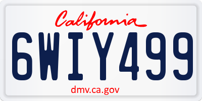 CA license plate 6WIY499