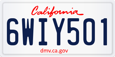 CA license plate 6WIY501
