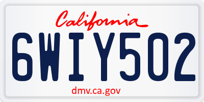 CA license plate 6WIY502