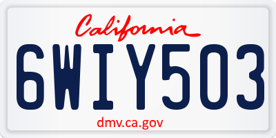 CA license plate 6WIY503