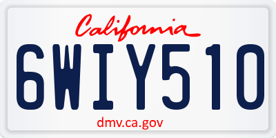 CA license plate 6WIY510