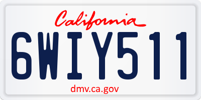 CA license plate 6WIY511
