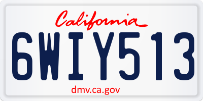 CA license plate 6WIY513