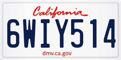 CA license plate 6WIY514