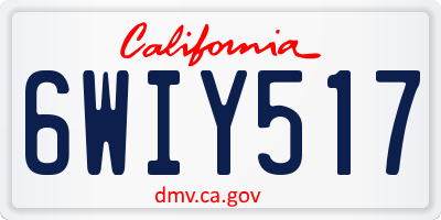 CA license plate 6WIY517