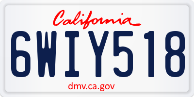 CA license plate 6WIY518