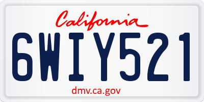 CA license plate 6WIY521