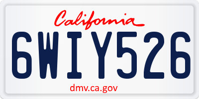 CA license plate 6WIY526