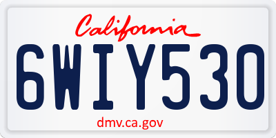 CA license plate 6WIY530