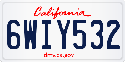 CA license plate 6WIY532