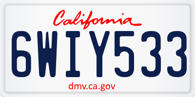 CA license plate 6WIY533