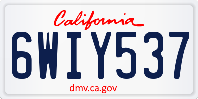 CA license plate 6WIY537