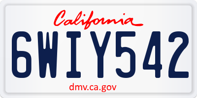 CA license plate 6WIY542