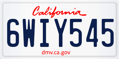 CA license plate 6WIY545