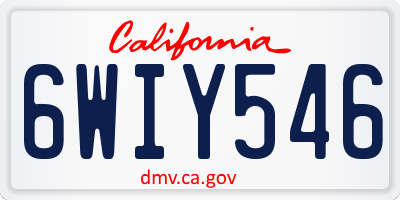 CA license plate 6WIY546