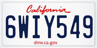 CA license plate 6WIY549