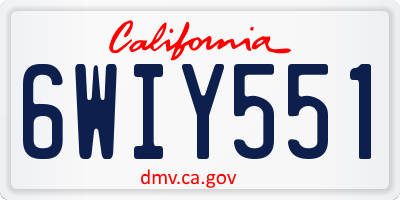 CA license plate 6WIY551