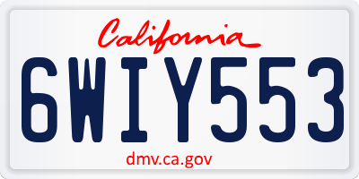 CA license plate 6WIY553
