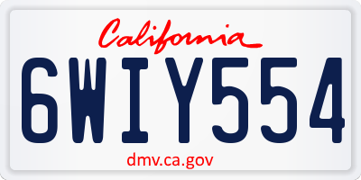 CA license plate 6WIY554