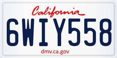 CA license plate 6WIY558