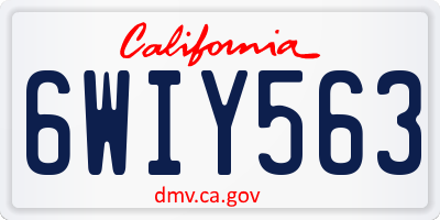 CA license plate 6WIY563