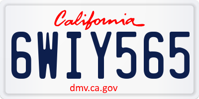 CA license plate 6WIY565