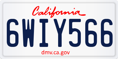 CA license plate 6WIY566