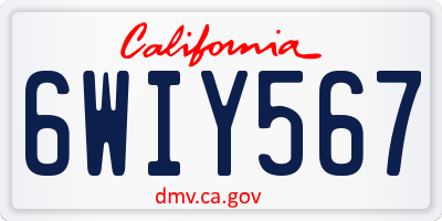 CA license plate 6WIY567