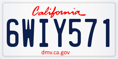 CA license plate 6WIY571