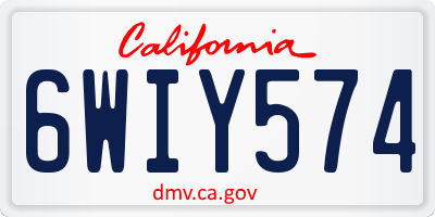 CA license plate 6WIY574