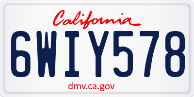 CA license plate 6WIY578