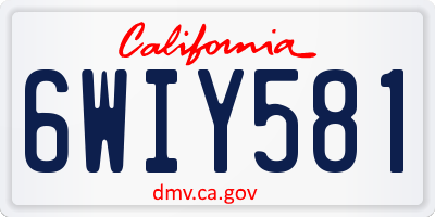 CA license plate 6WIY581