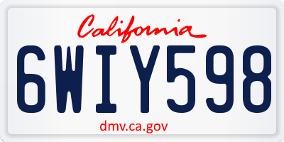 CA license plate 6WIY598