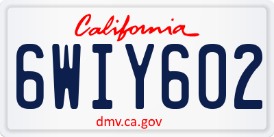 CA license plate 6WIY602