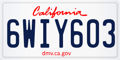 CA license plate 6WIY603
