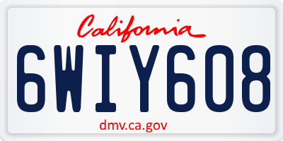 CA license plate 6WIY608