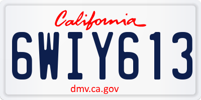 CA license plate 6WIY613