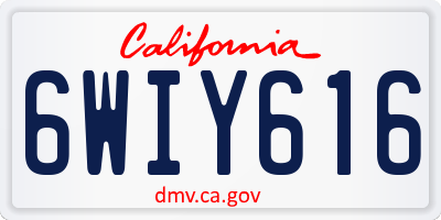 CA license plate 6WIY616