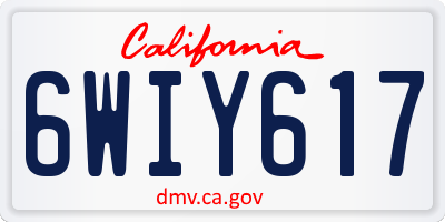 CA license plate 6WIY617