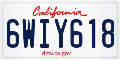 CA license plate 6WIY618