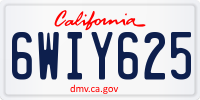 CA license plate 6WIY625