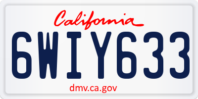 CA license plate 6WIY633