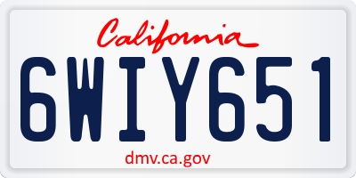 CA license plate 6WIY651