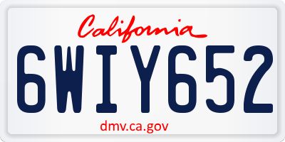CA license plate 6WIY652