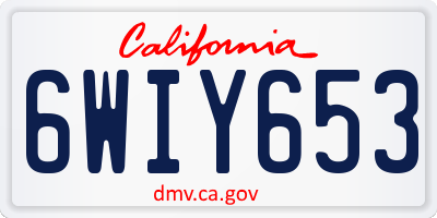 CA license plate 6WIY653