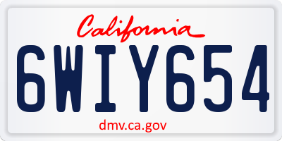 CA license plate 6WIY654