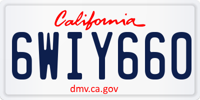 CA license plate 6WIY660
